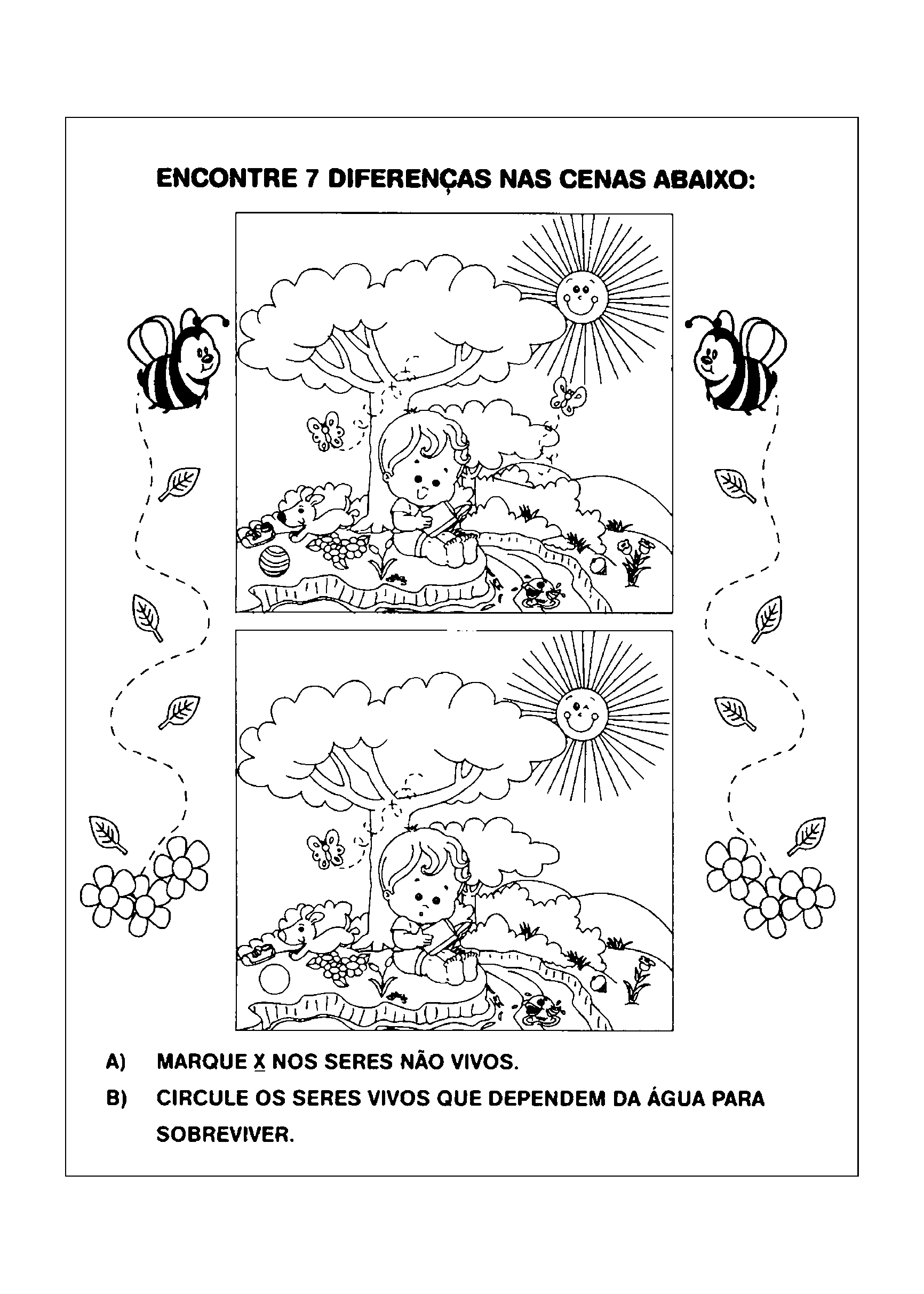 Jogo dos sete erros (7 erros) + Para colorir - Cantinho da Criança