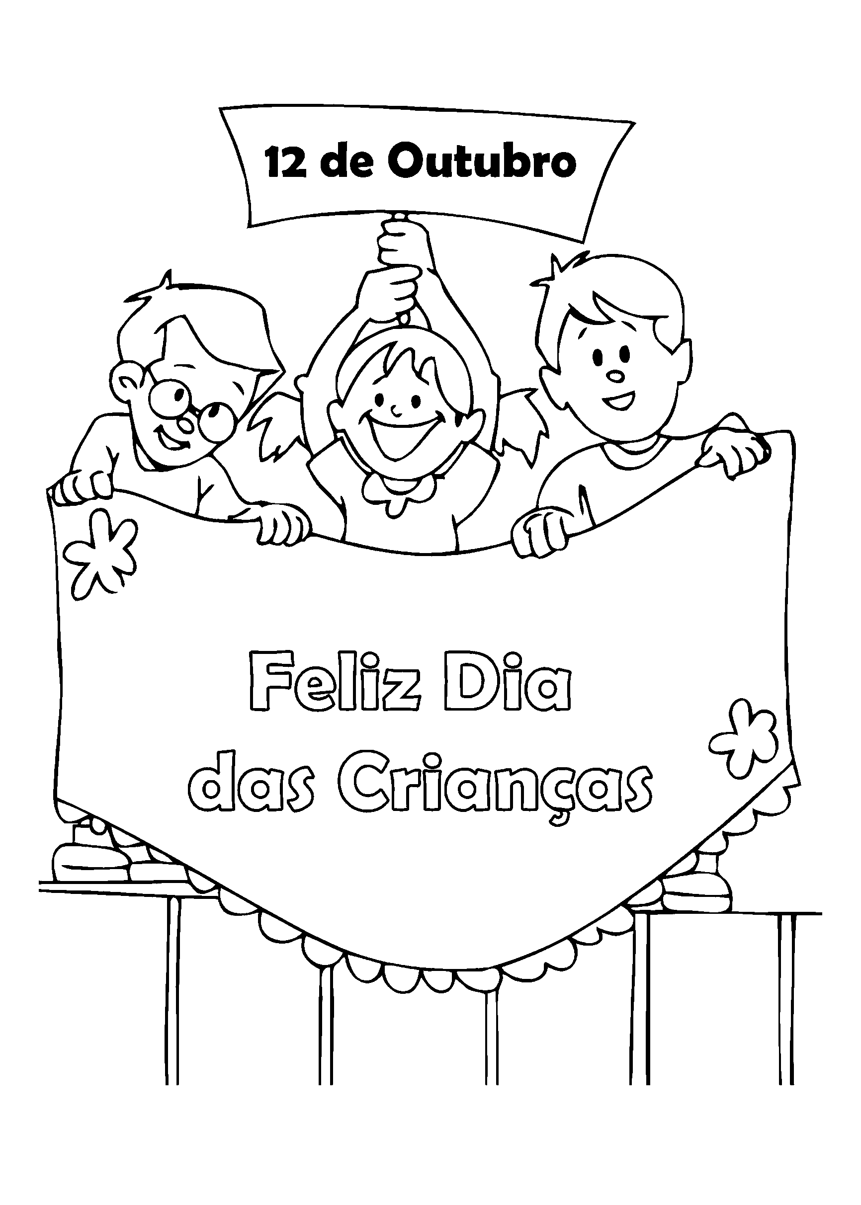 Desenhos Dia das Crianças para imprimir e colorir - Atividades.