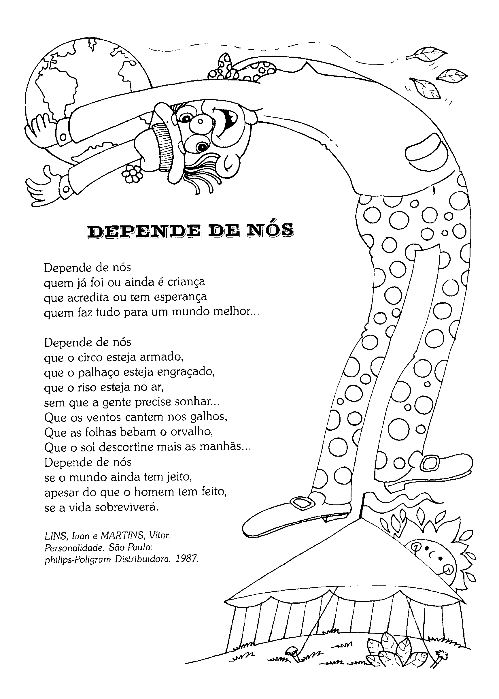 Letras de músicas diversas com desenhos para colorir - Só Atividades