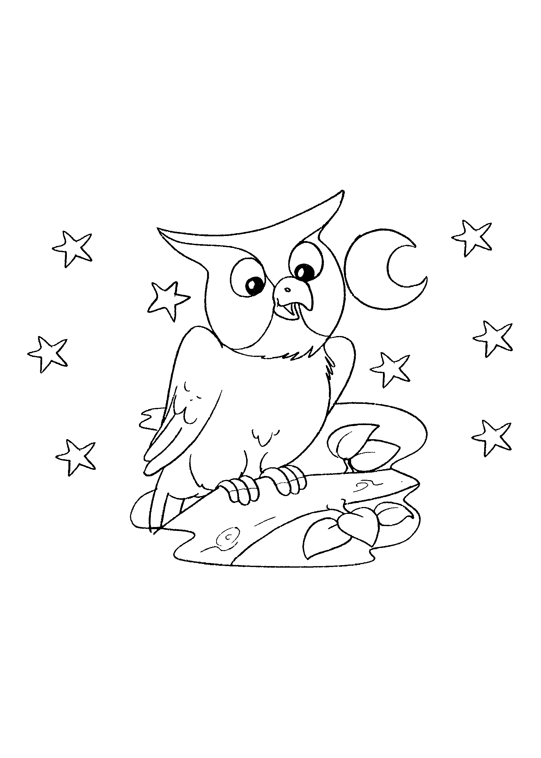 Desenho de coruja na noite