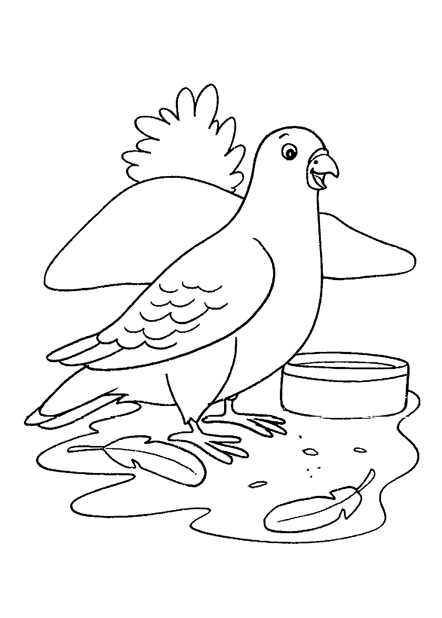 Desenho de pombo comendo
