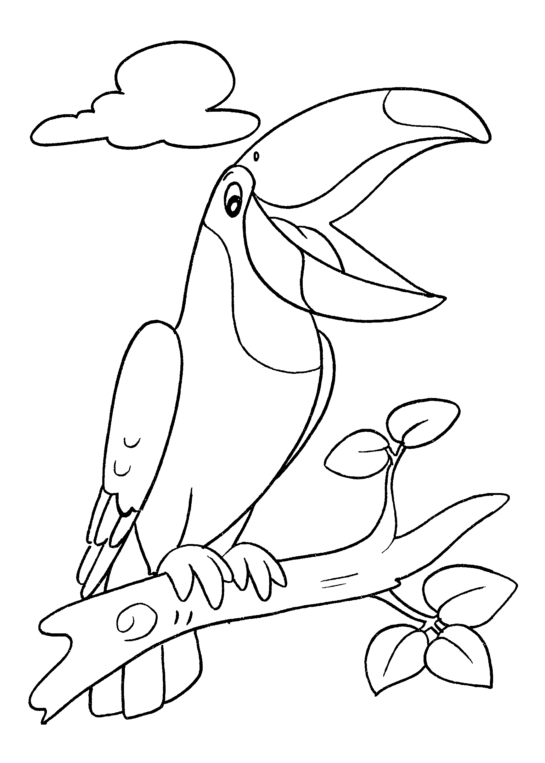 Desenho de tucano de bico aberto