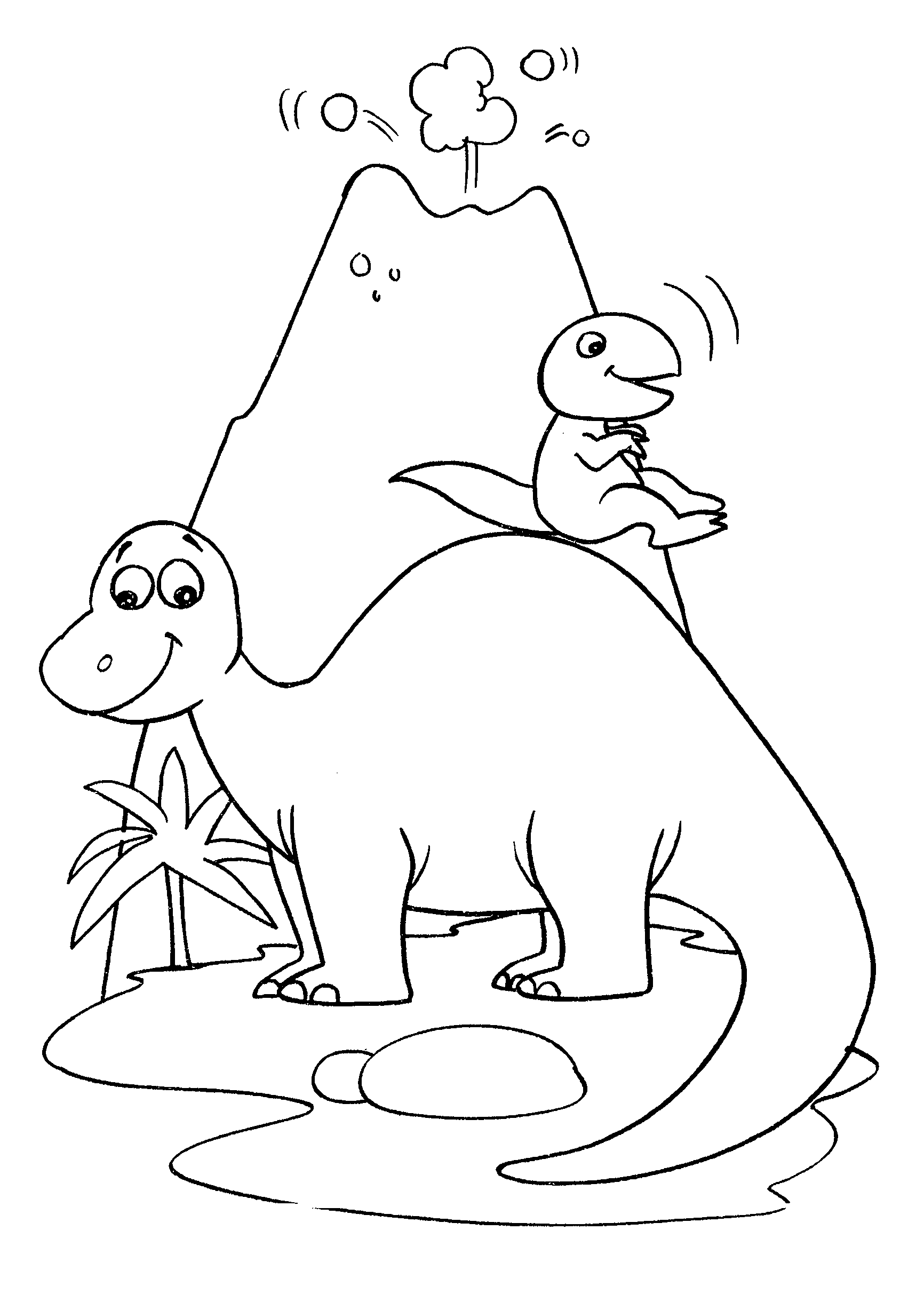 Desenho de Dinossauro bebê brincando