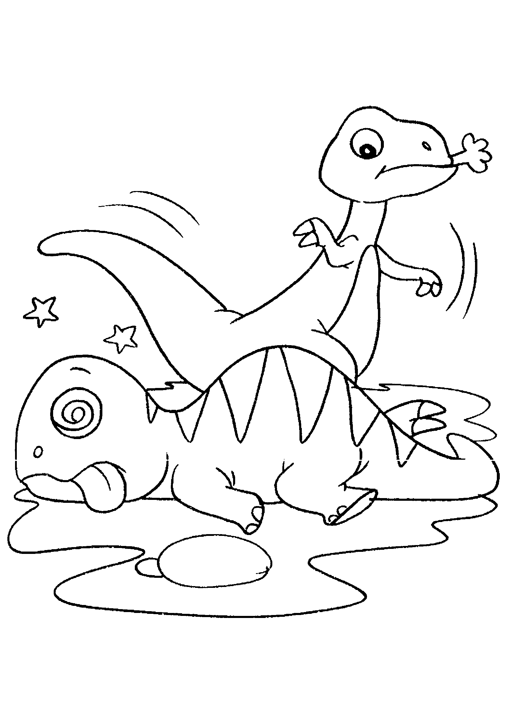 Desenho de Dinossauro: roubando comida
