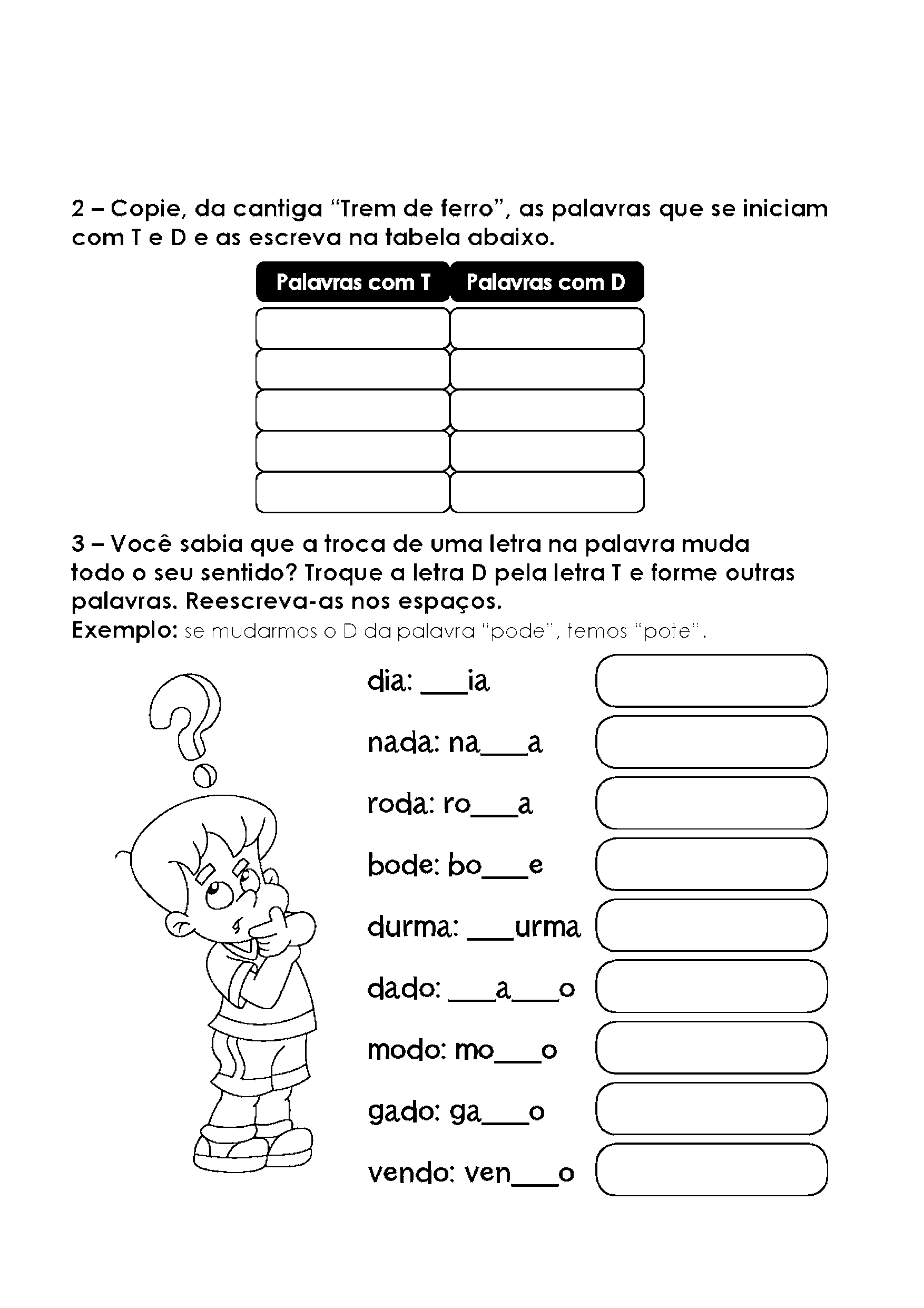 Atividades para troca de letras