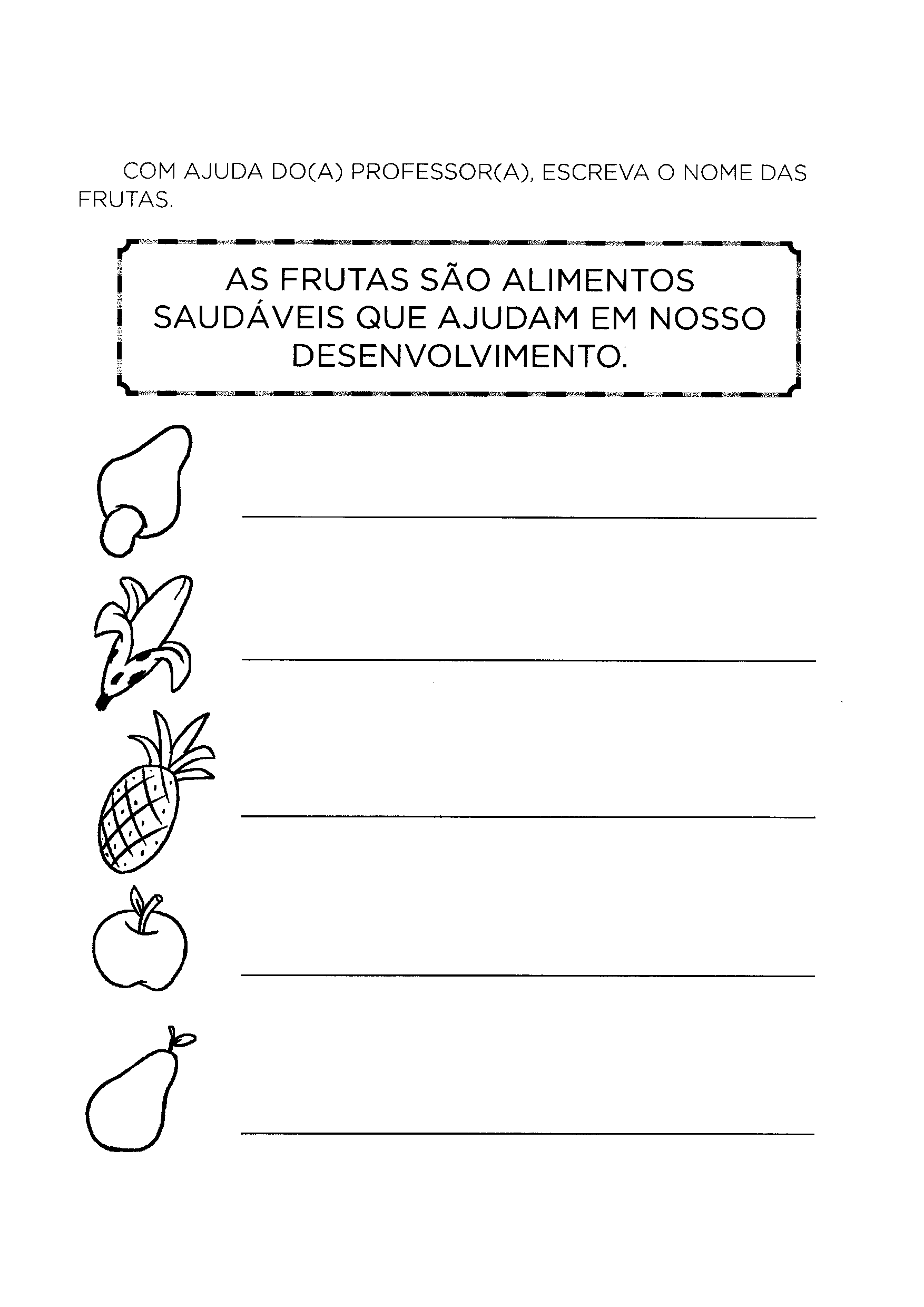 Escrever o nome das frutas