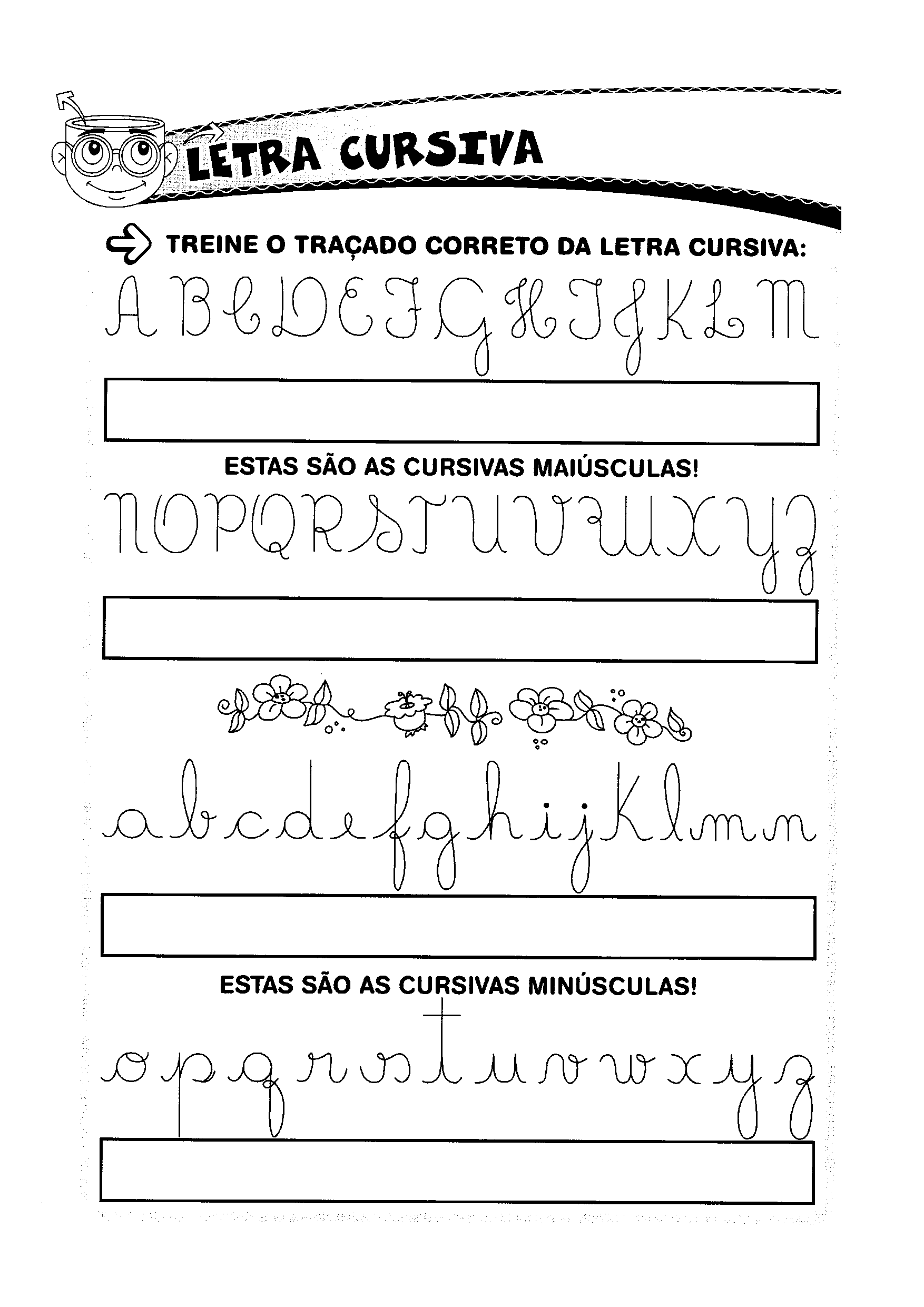 Escrever alfabeto com letra cursiva